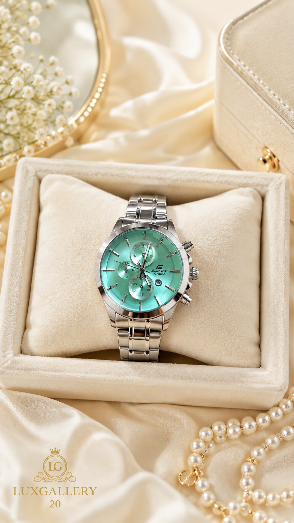ساعت مچی زنانه Casio Edifice صفحه آبی تیفانی